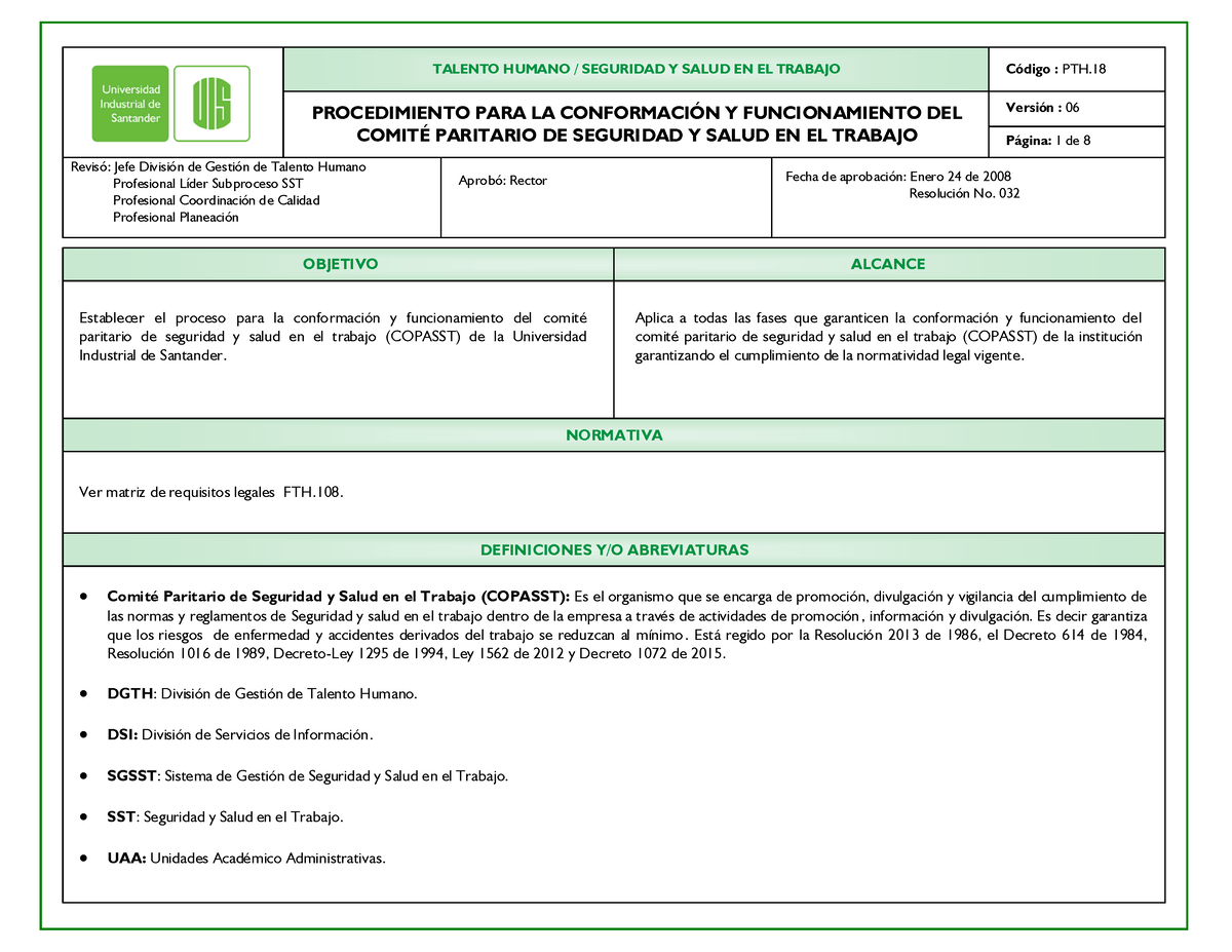 PTH - Analisis - PROCEDIMIENTO PARA LA CONFORMACI”N Y FUNCIONAMIENTO ...