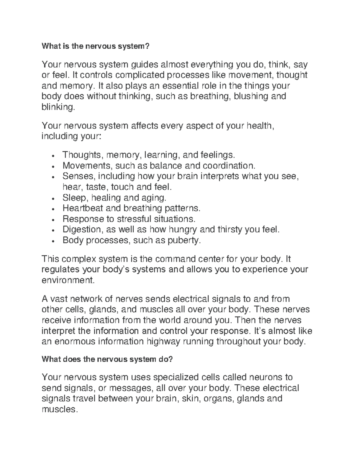 Nervous system -neurons - What is the nervous system? Your nervous ...