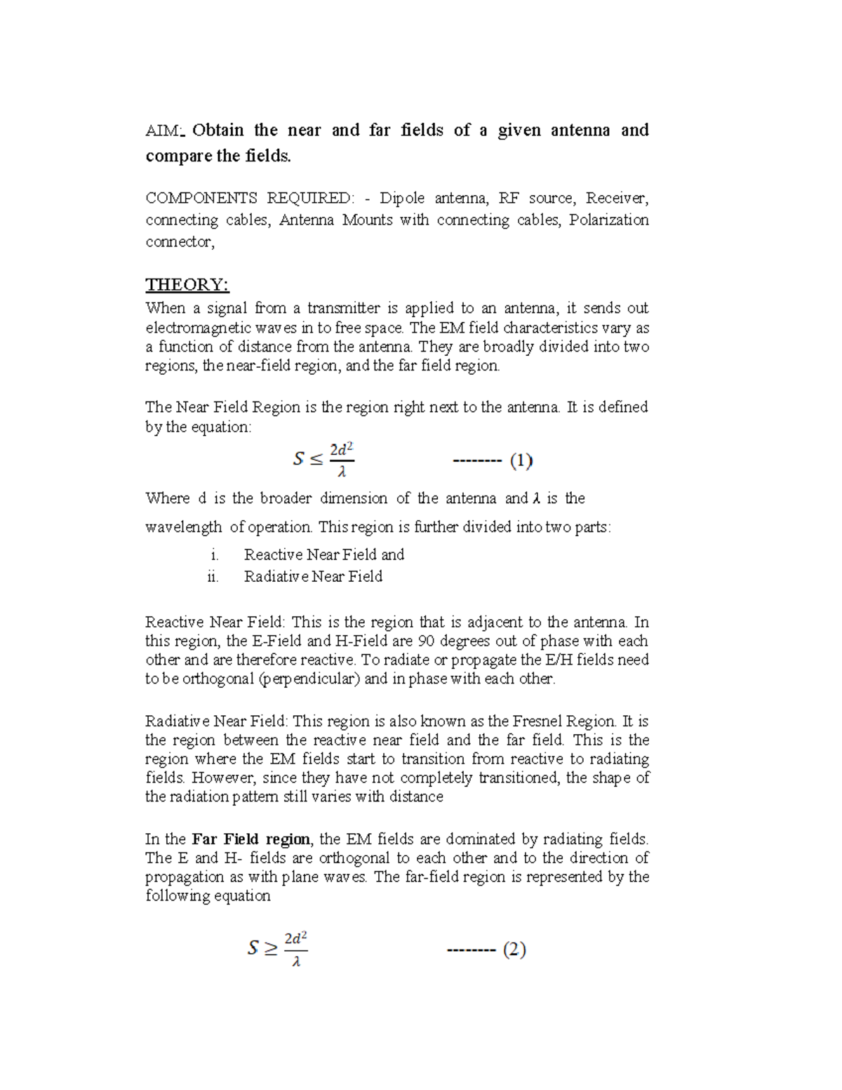 experiment 11 near field and far field - AIM: Obtain the near and far ...