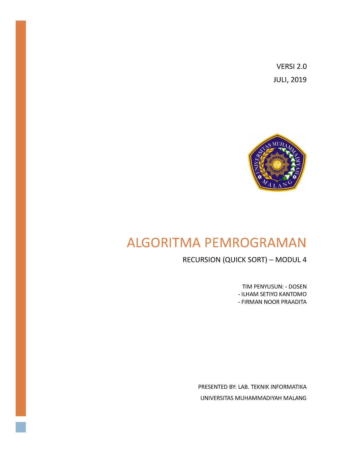 Modul 4 Alpro - Algoritma Pemrograman - ALGORITMA PEMROGRAMAN RECURSION ...