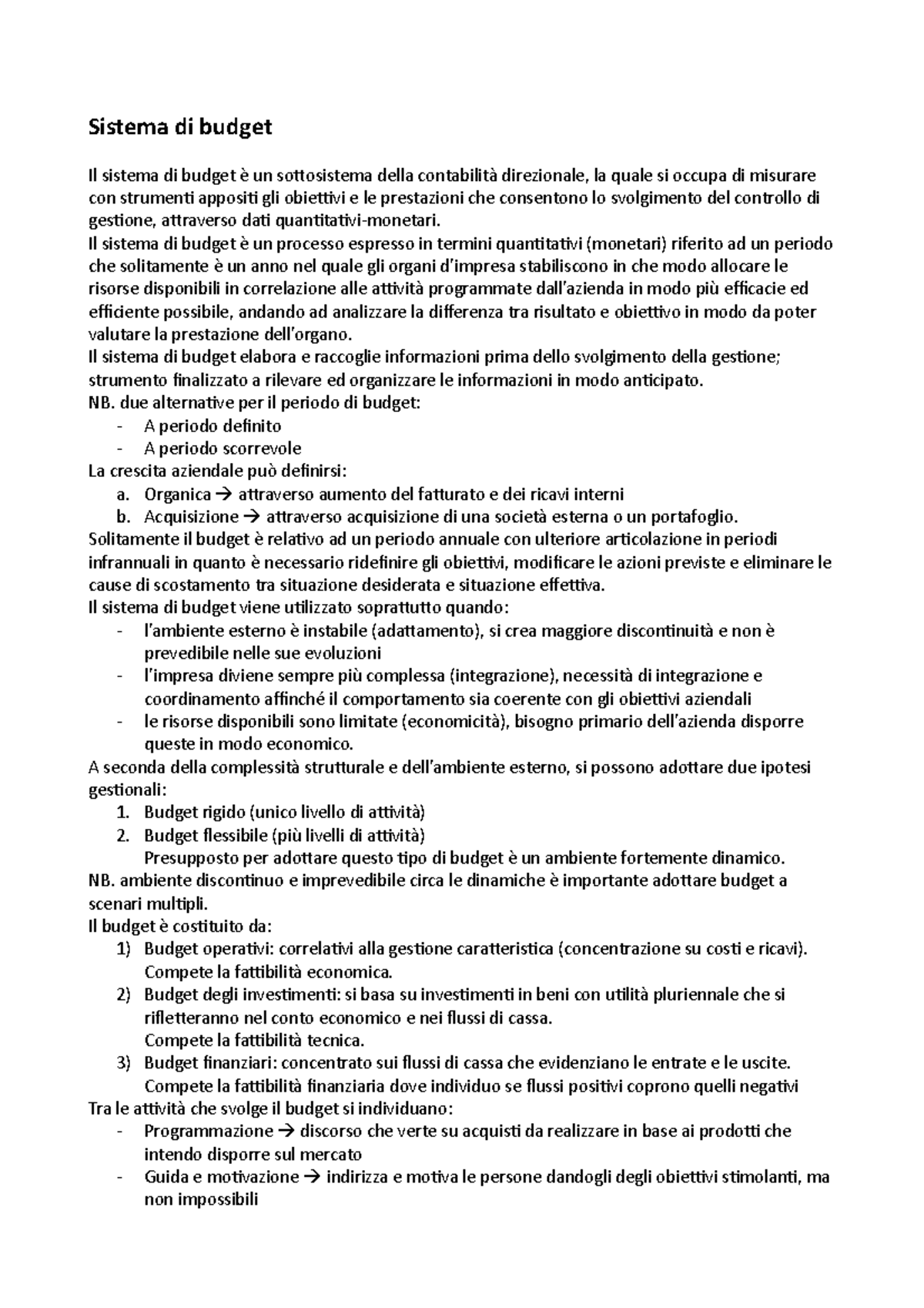 Programmazione E Controllo Primo Modulo - Sistema Di Budget Il Sistema ...