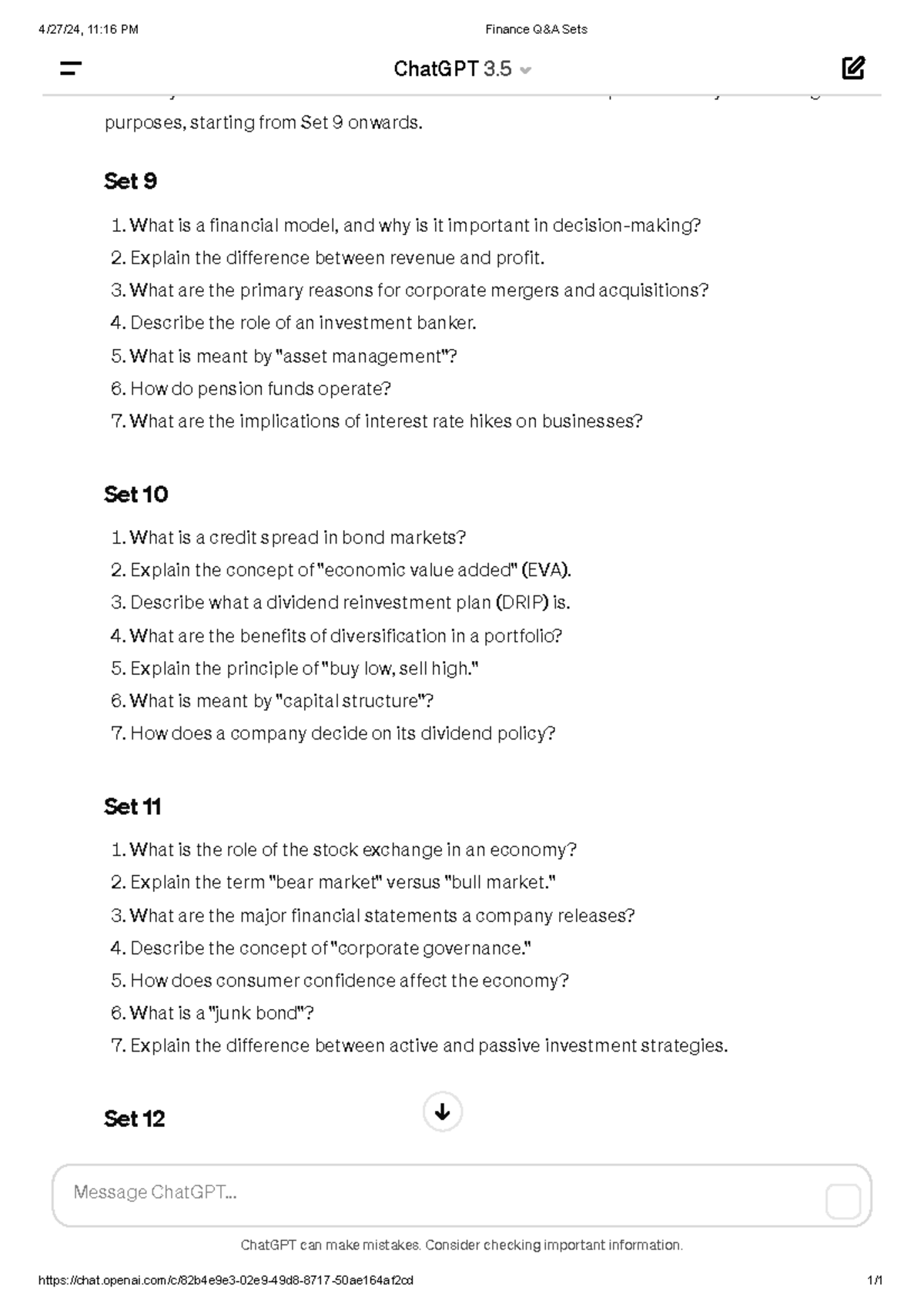 Finance Q&A Setsh - Certainly! Here are the next few sets of finance ...