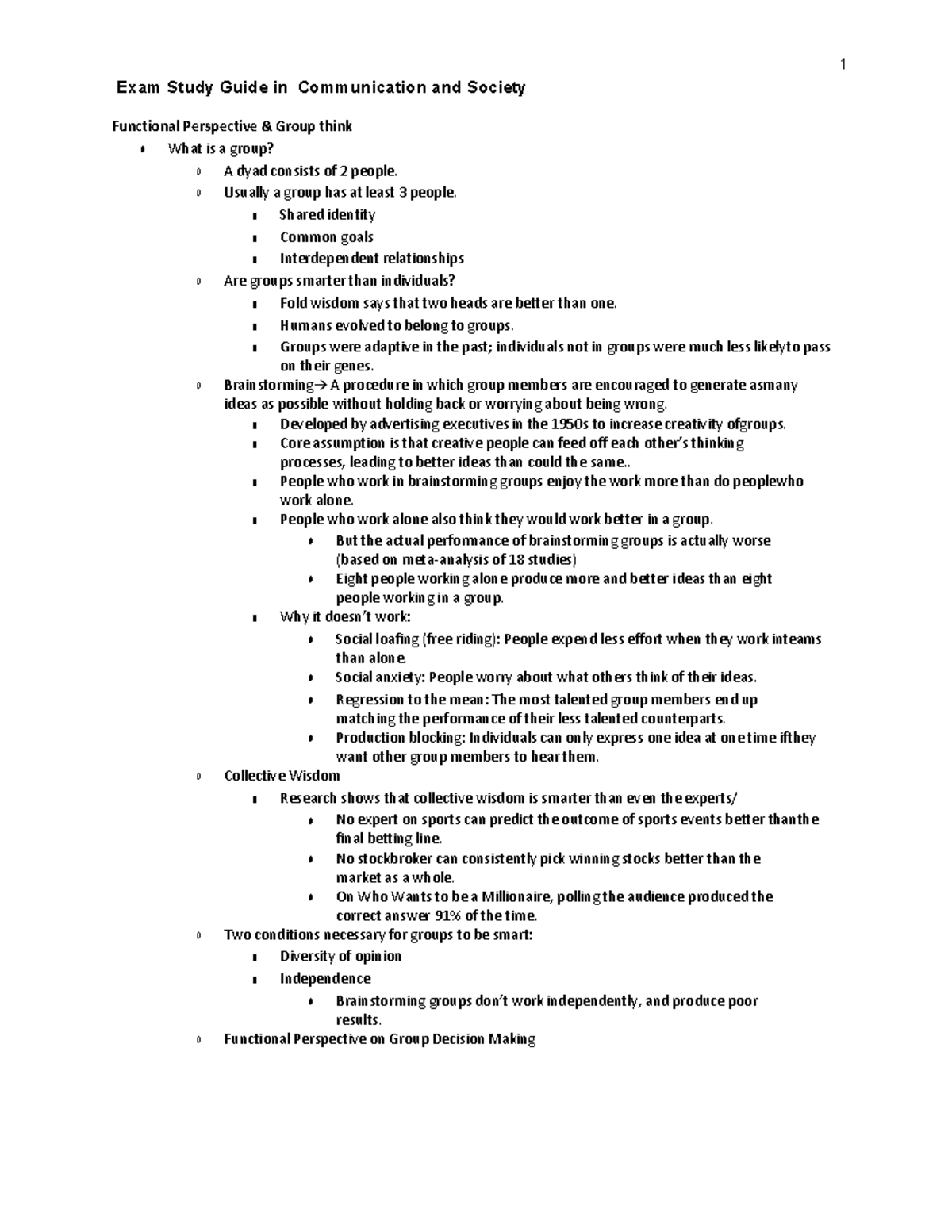 Exam Study Guide of Communication and Society - Exam Study Guide in ...