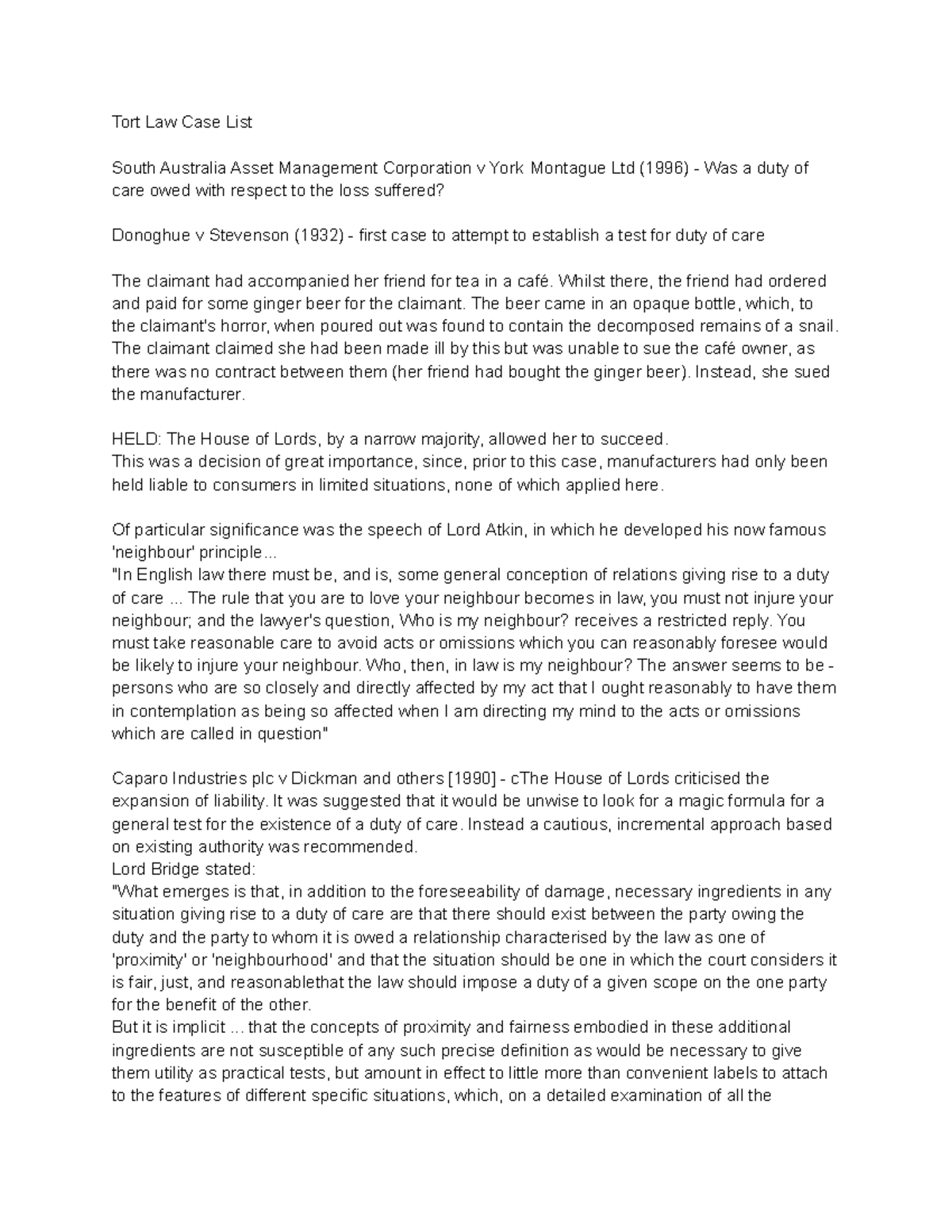 Tort Law Case List All Key Cases And Notes Tort Law Case List South tort-law-case-list-all-key-cases-and-notes-tort-law-case-list-south