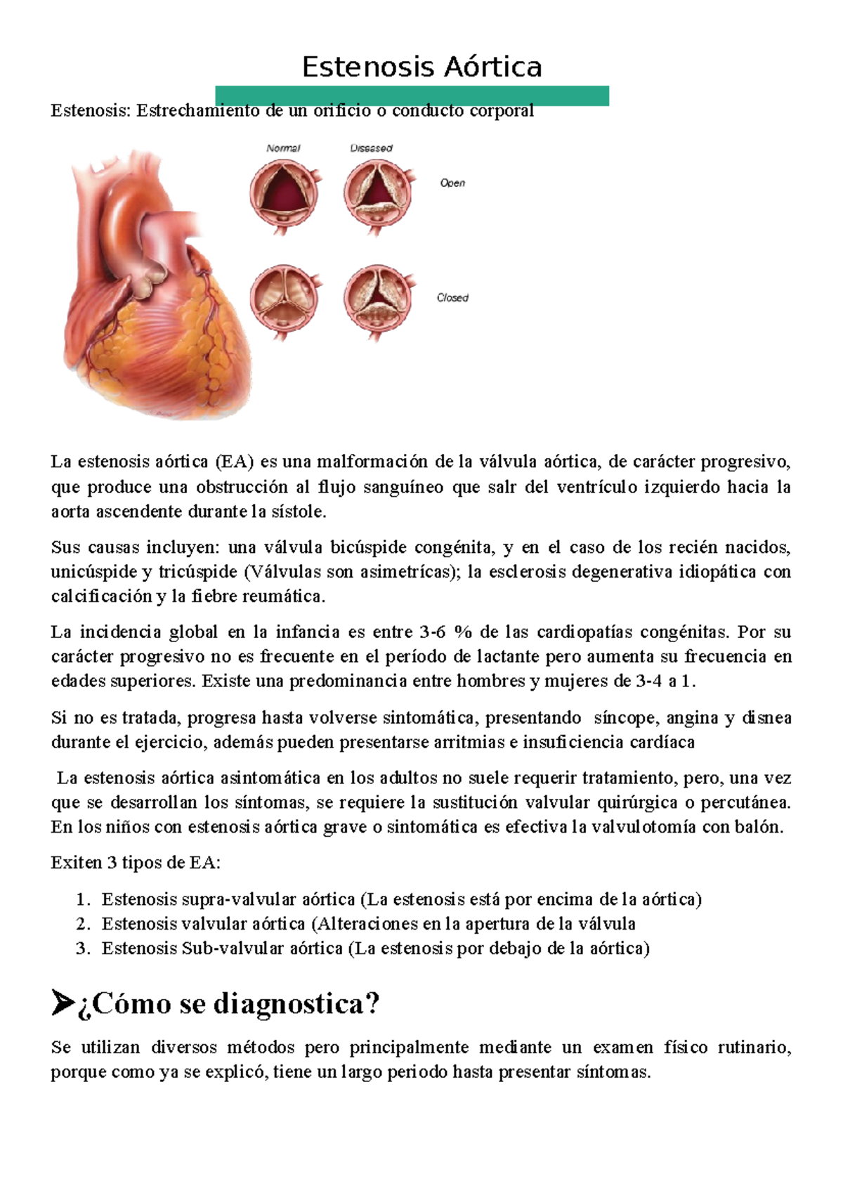 Fisiopatología De La Estenosis Aórtica