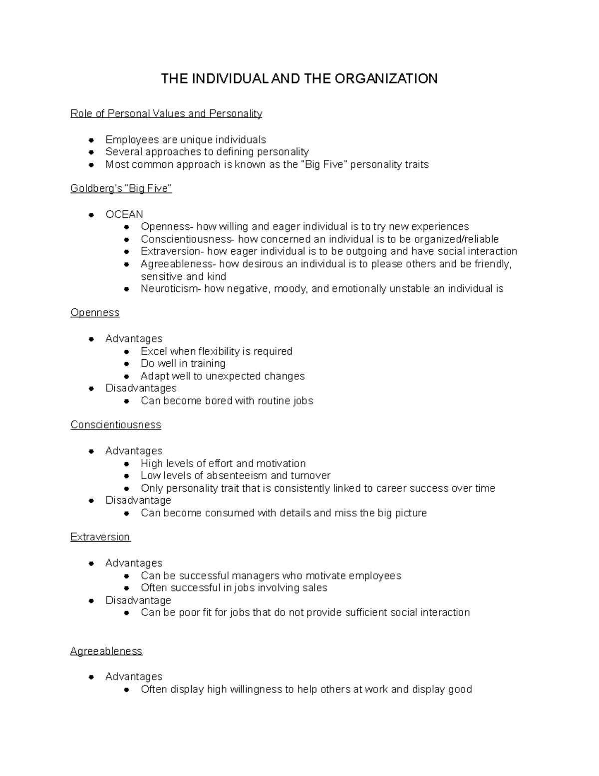 Role of Personal Values and Personality in the Individual and the ...