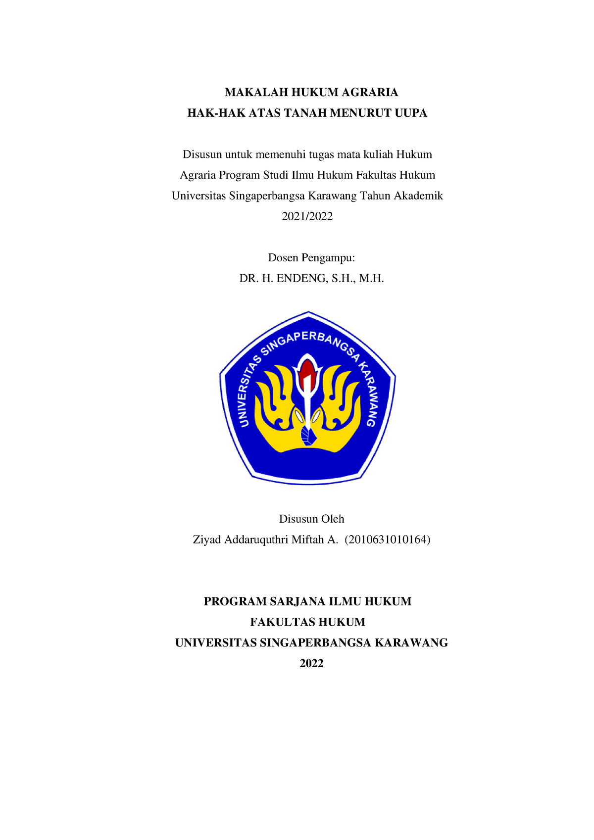 Makalah Hukum Agraria Ziyad Addaruquthni Miftah A - MAKALAH HUKUM ...