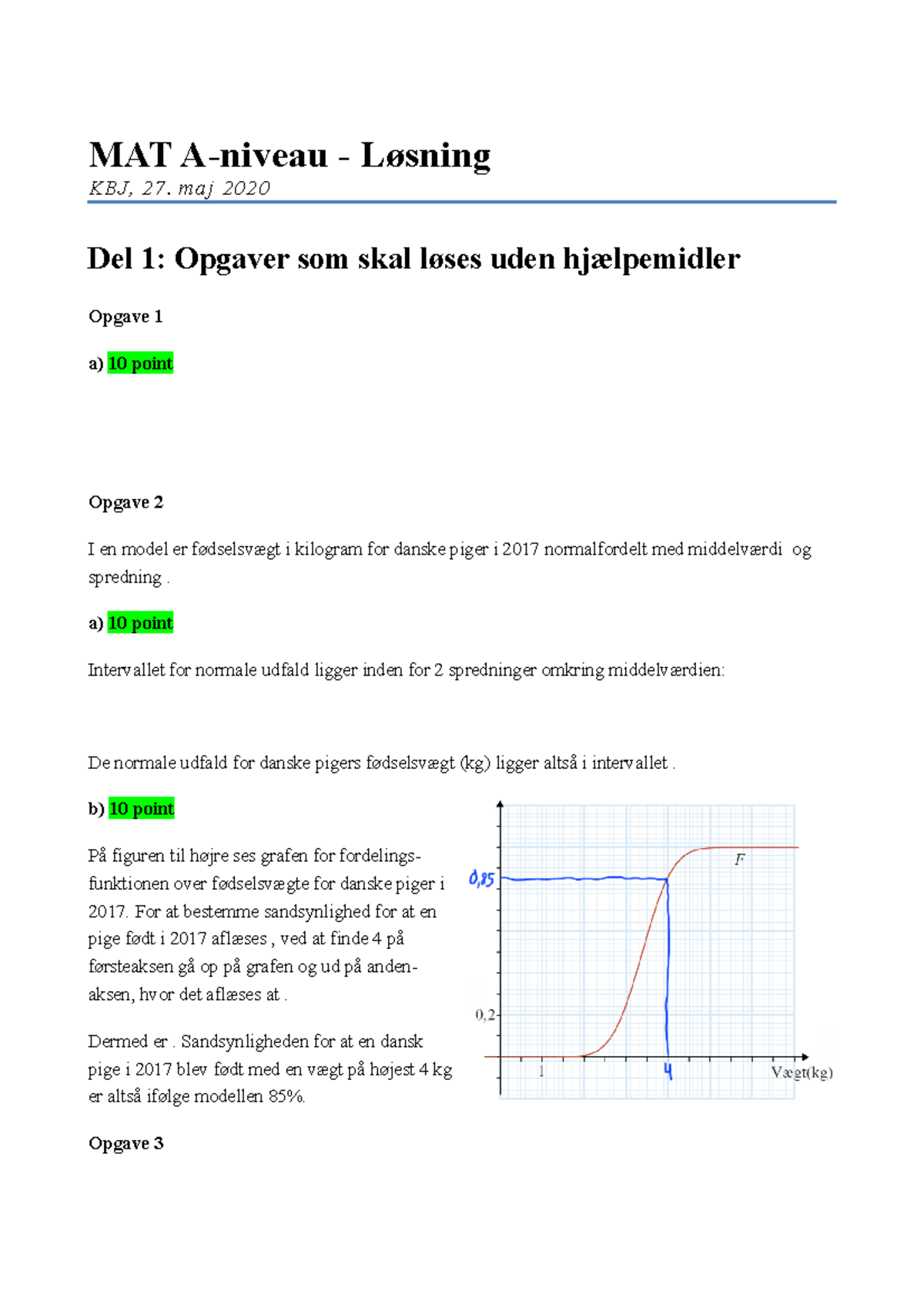 A2020 27 Maj Losning - Matematik A Stx Eksamen - MAT A-niveau - Løsning ...