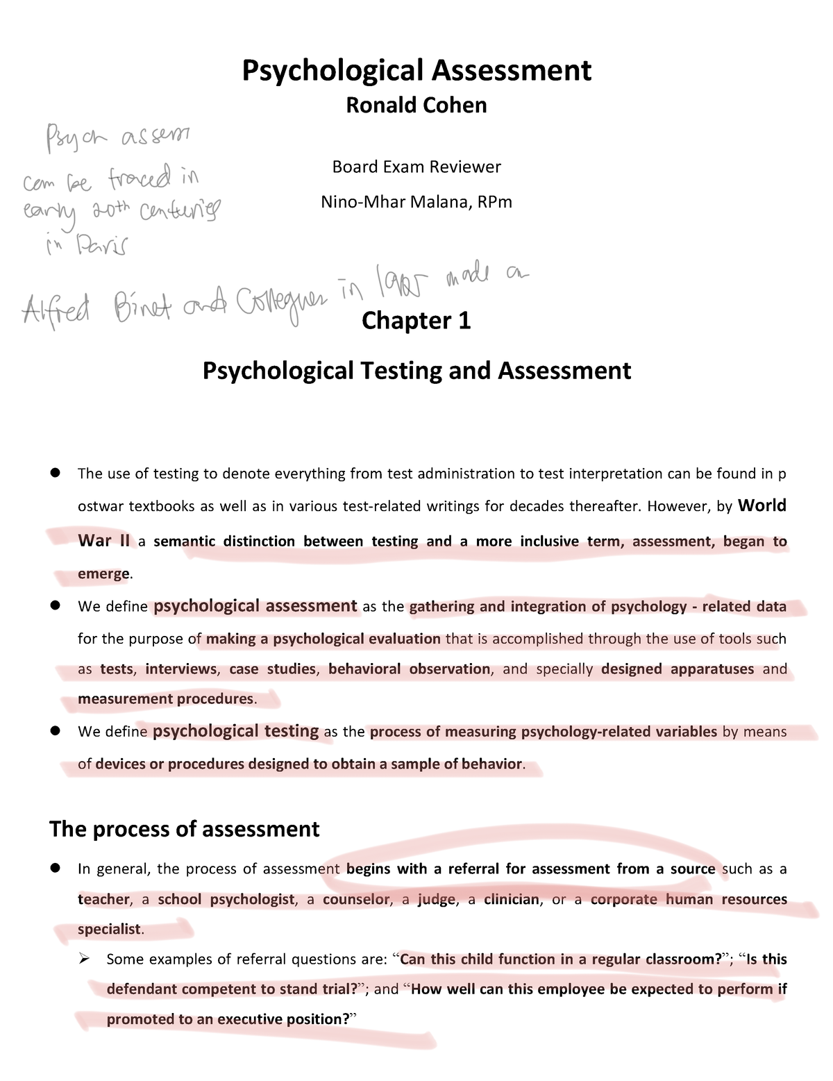 research paper about psychological assessment