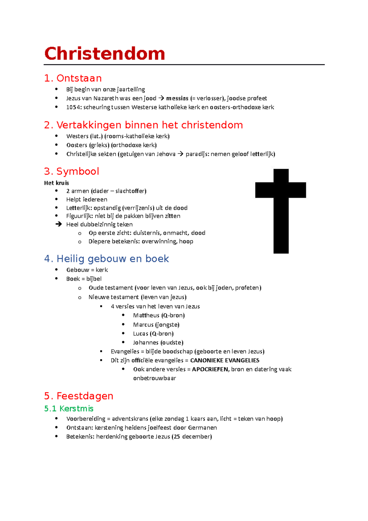 Samenvatting Examenleerstof - Christendom 1. Ontstaan Bij Begin Van ...