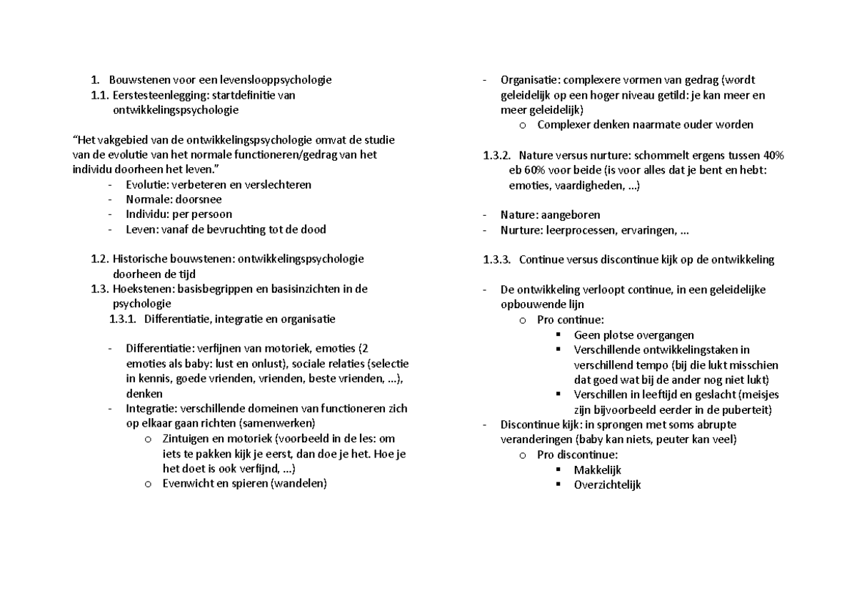 Ontwikkelingspsychologie - ” - Evolutie: verbeteren en verslechteren