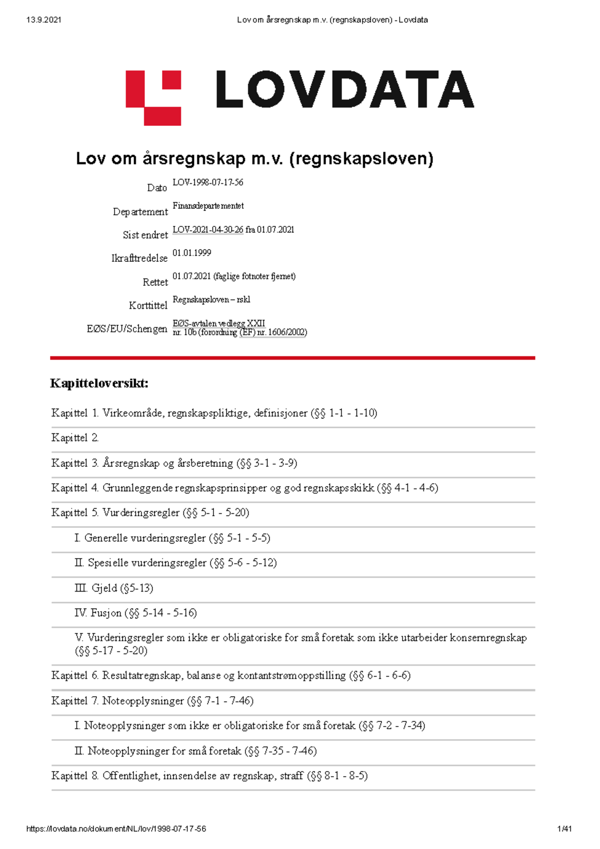 Lov Om årsregnskap M.v. (regnskapsloven) - Lovdata - Lov Om årsregnskap ...