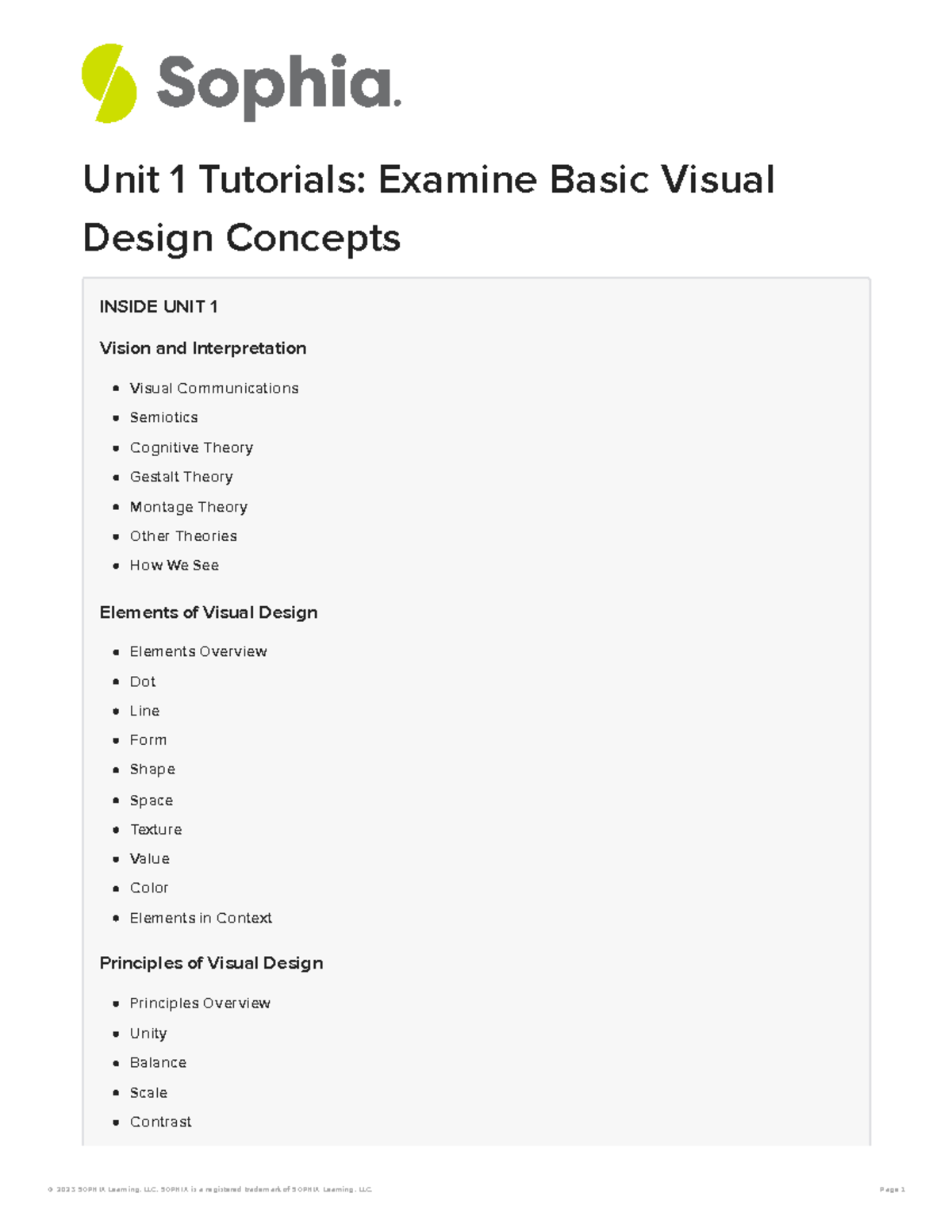 Unit 1 tutorials examine basic visual design concepts - Unit 1 ...
