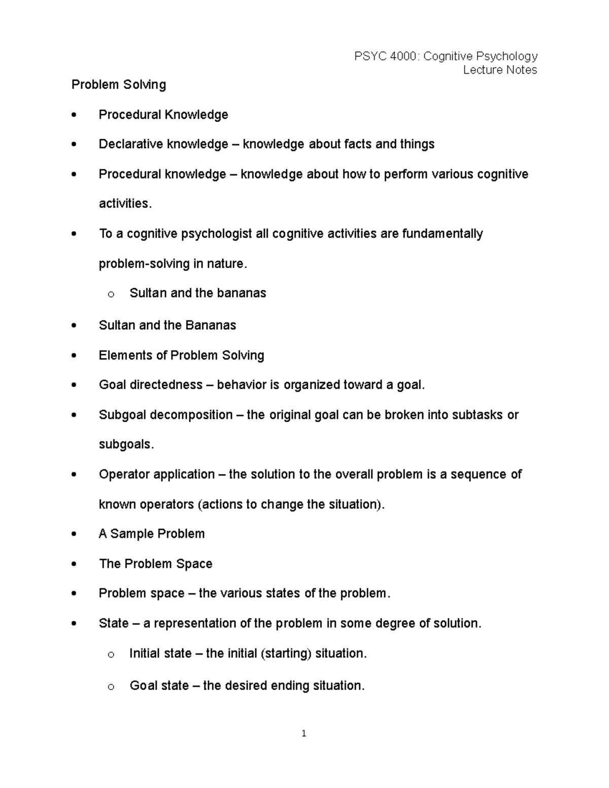 2021-PSYC-4000-Cognitive-Psychology-Problem Solving-Notes - Problem ...