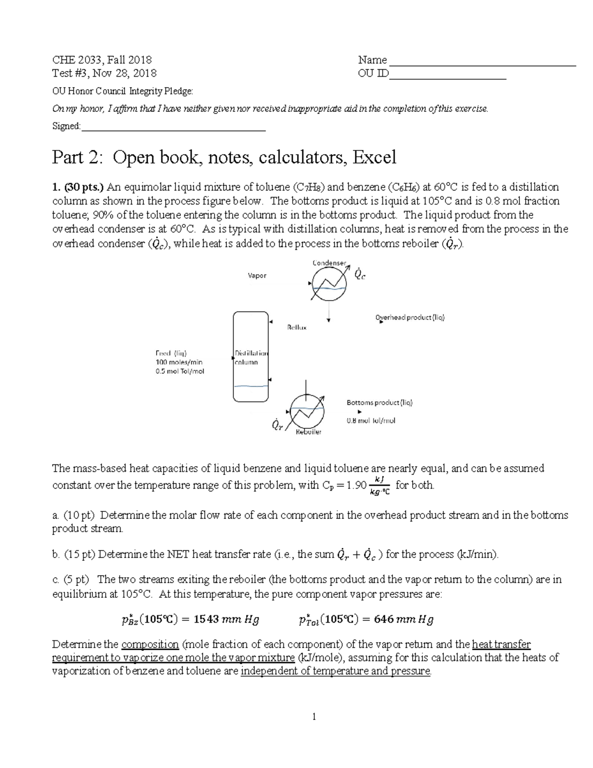 Test 3 - open book - Study material for exam part 2 - CHE 2033, Fall ...