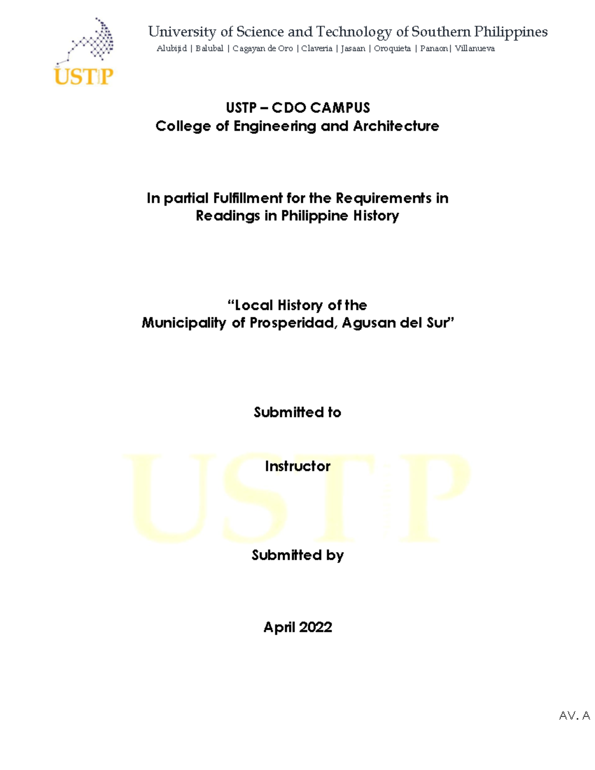 Term Paper - Local History - Alubijid | Balubal | Cagayan de Oro ...