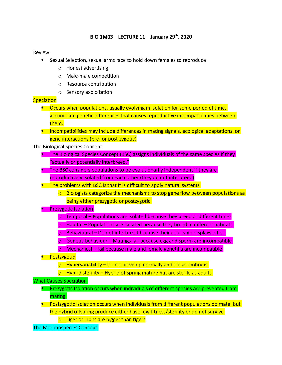 Lecture 11 Bio 1m03 Bio 1m03 Lecture 11 January 29th 2020 Review Sexual Selection 1808