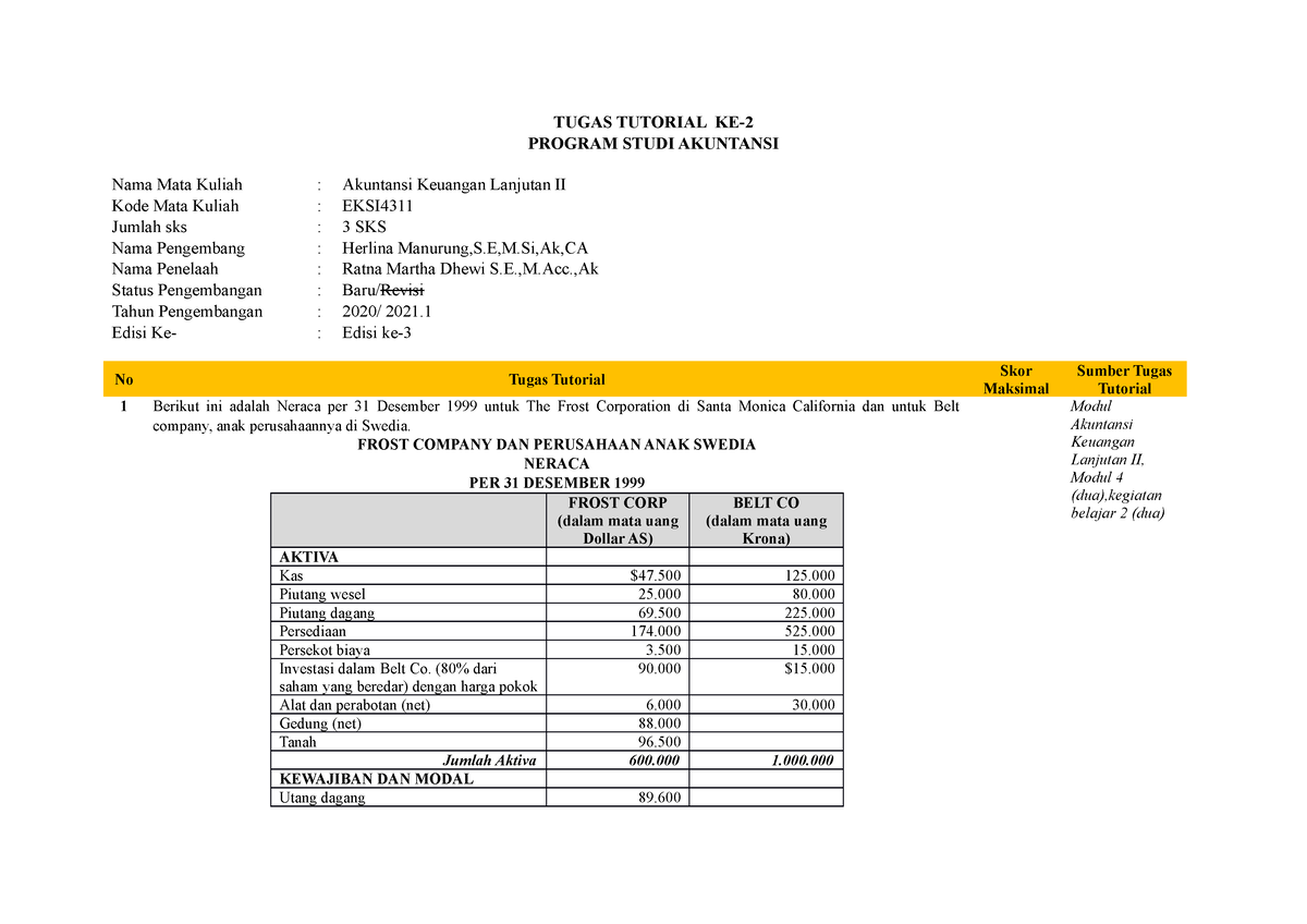 Tugas Tutorial KE 2 - Akuntansi - TUGAS TUTORIAL KE- PROGRAM STUDI ...