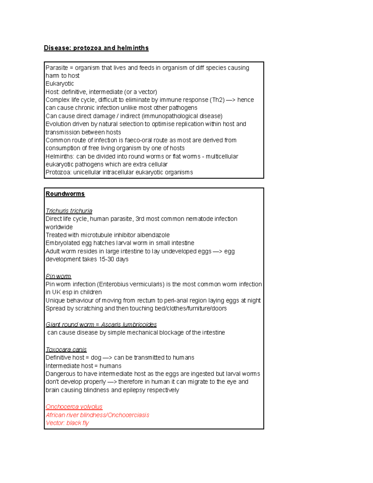 6 - Disease protozoa and helminths - Disease: protozoa and helminths ...