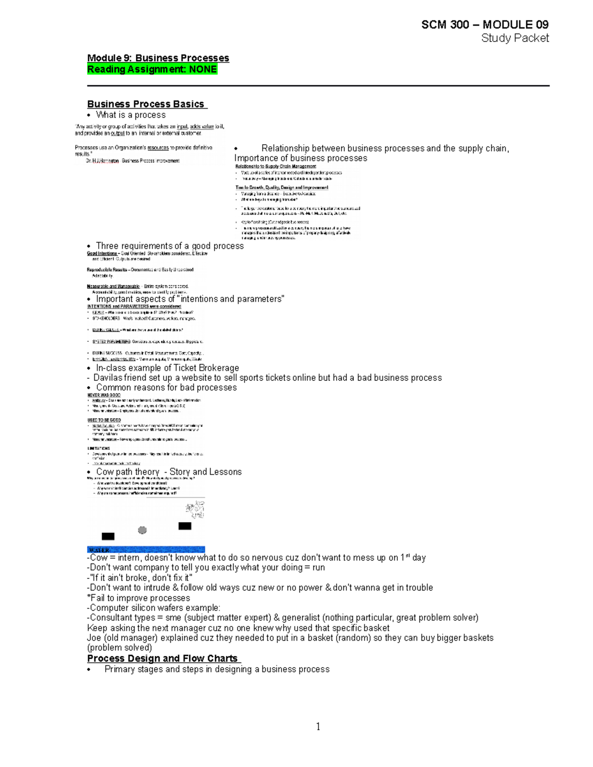 M09 Study Guide 2017 SCM 300 MODULE 09 Study Packet Module 9