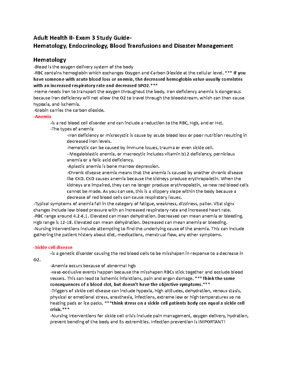 Adult Health II exam 3 Hematology[ 68] - Adult Health II- Exam 3 Study ...