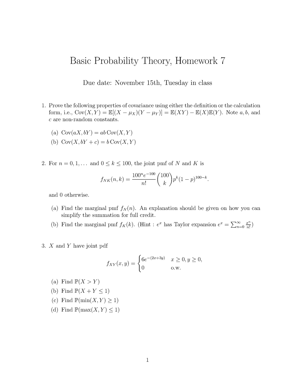 probability theory homework