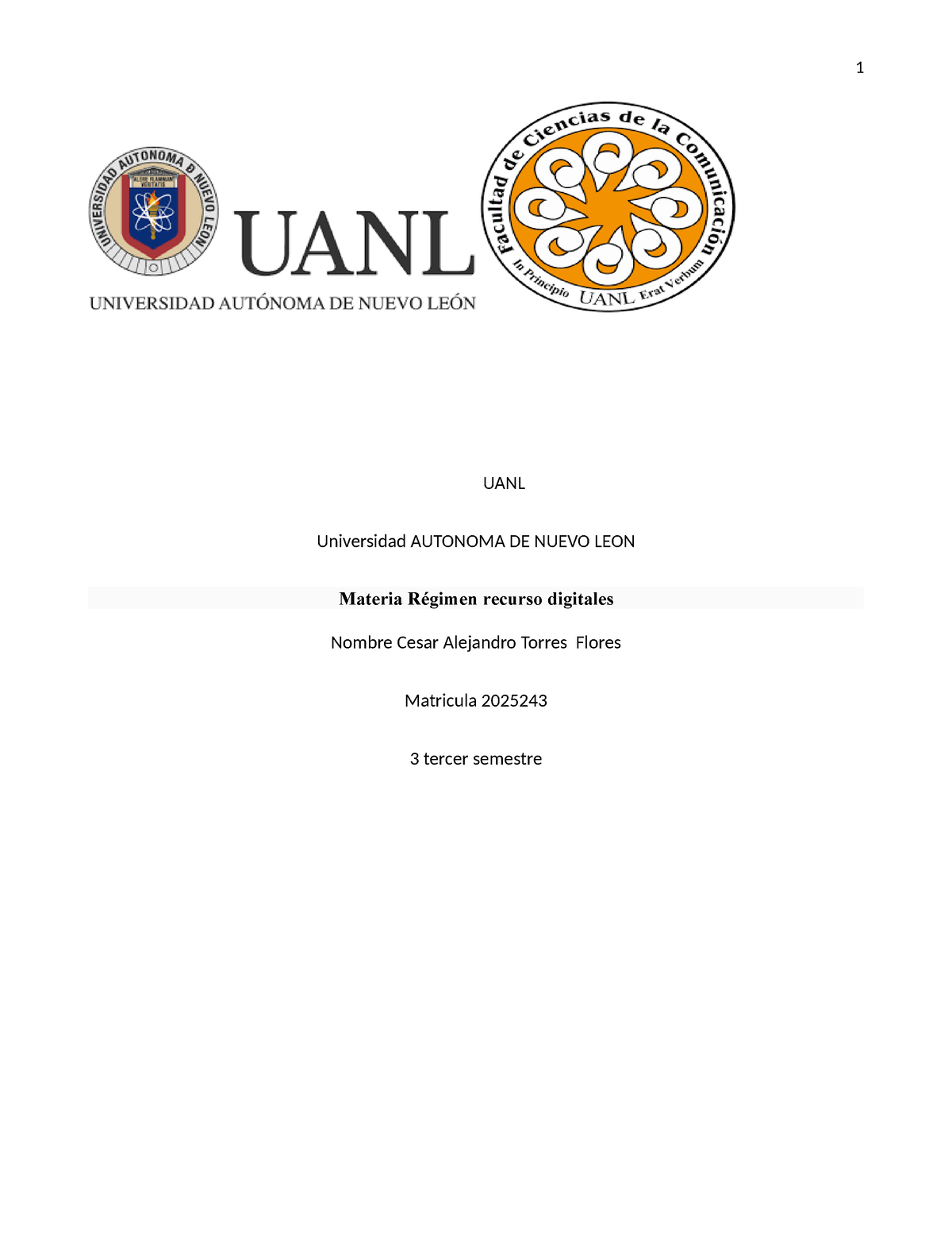 Portada De Facultad Lis6to 1 Uanl Universidad Autonoma De Nuevo Leon Materia Régimen Recurso 9142