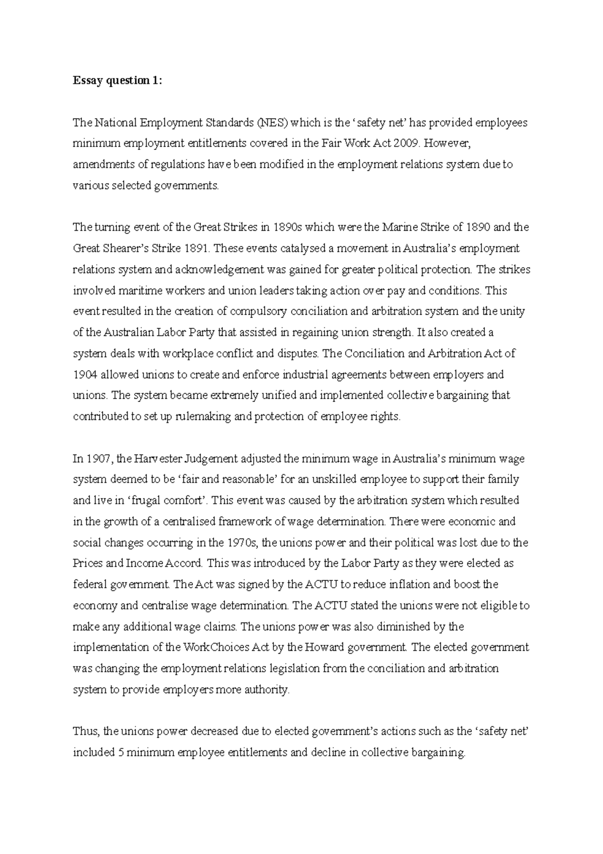 Mer final exam - notes - Essay question 1: The National Employment ...