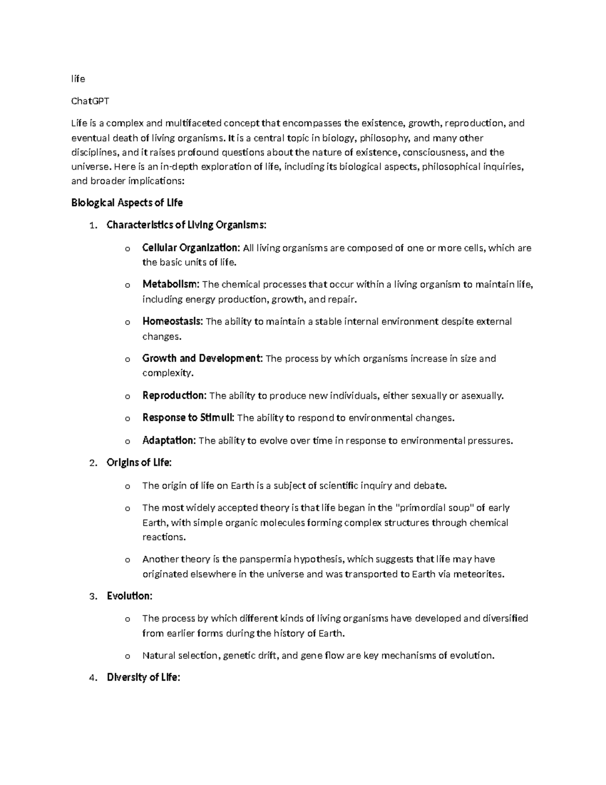 Life1 - life ChatGPT Life is a complex and multifaceted concept that ...