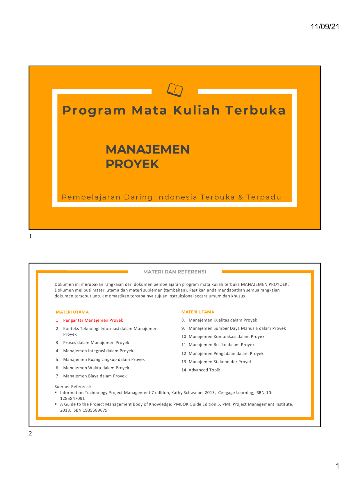 1. Pengantar Manajemen Proyek - Program Mata Kuliah Terbuka P E M B E L ...