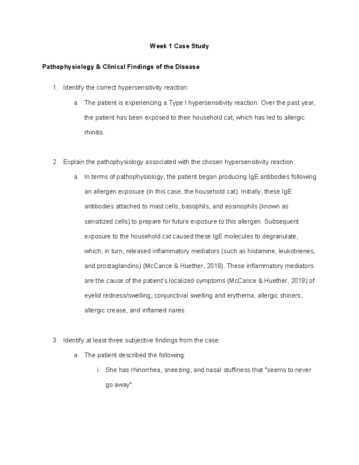 Week 1 Case Study - Week 1 Case Study Pathophysiology & Clinical ...