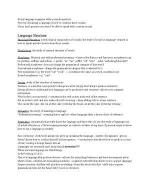 A1042 - lecture notes - Language in Culture Recap on what is langage ...