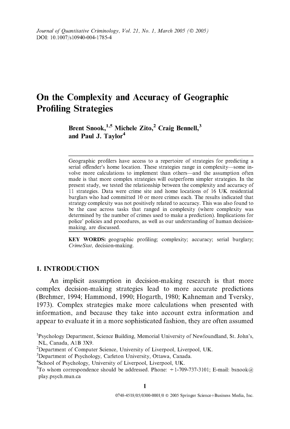 case study geographical profiling