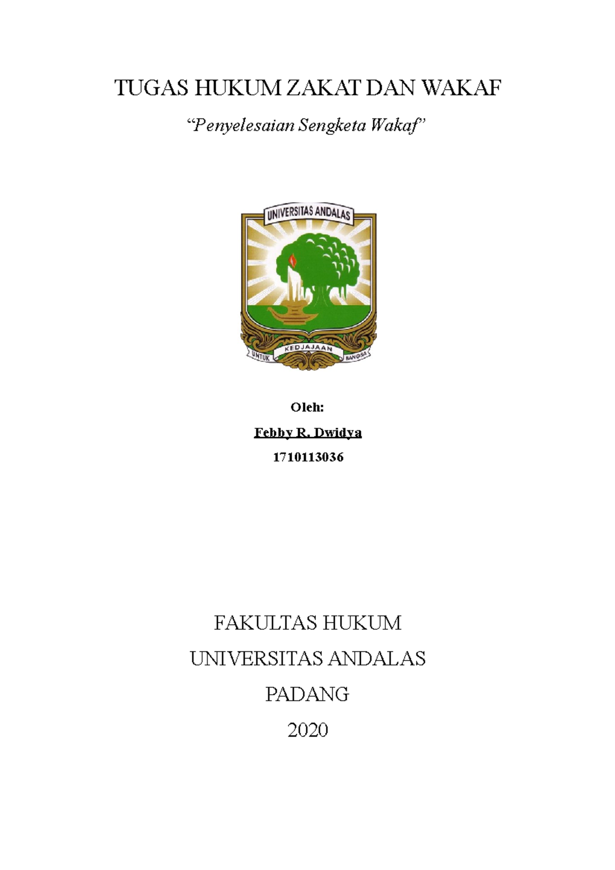 Penyelesaian Sengketa Wakaf - TUGAS HUKUM ZAKAT DAN WAKAF “Penyelesaian ...