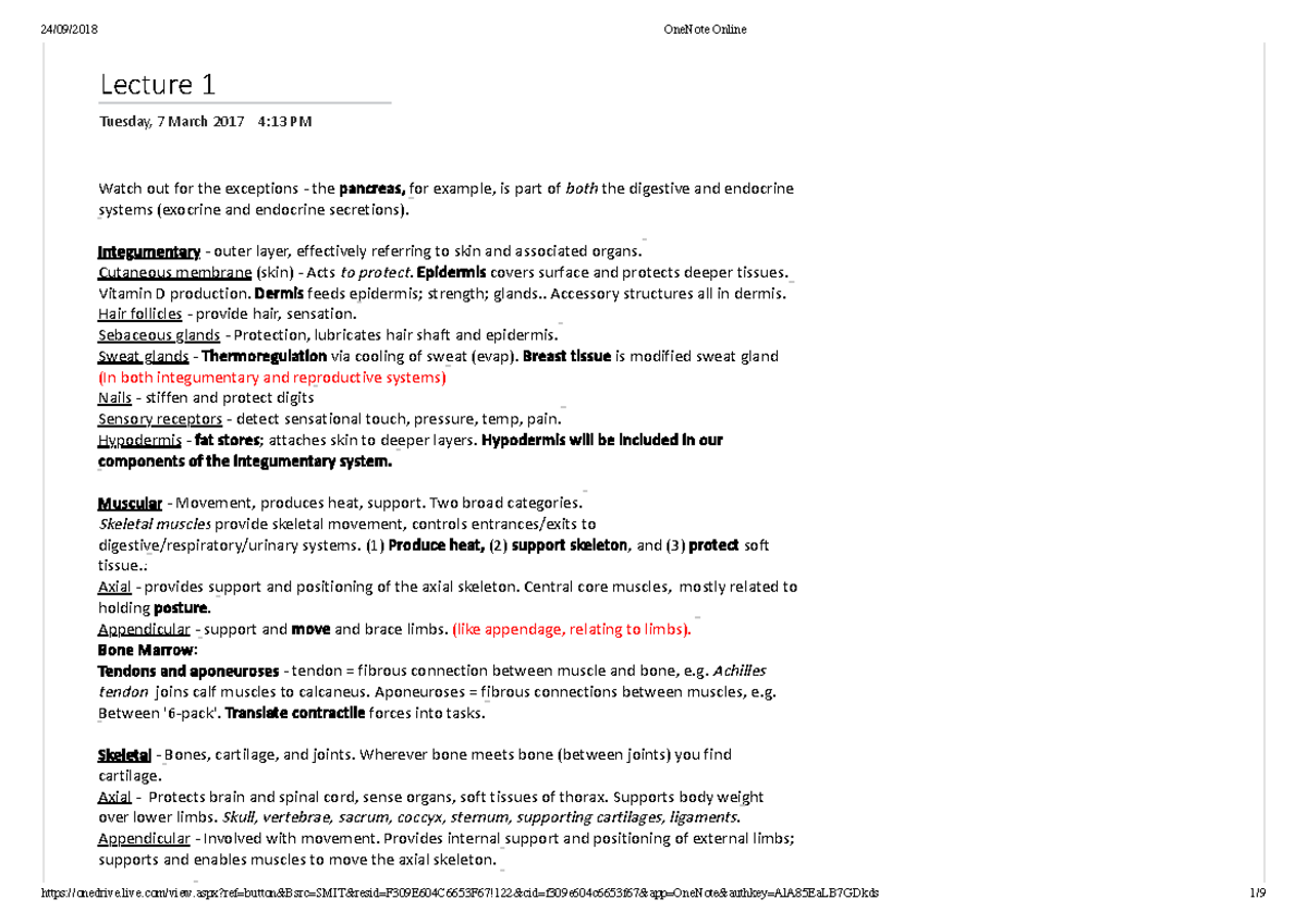 Lecture 2 - 24/09/2018 OneNote Online Lecture 1 Tuesday, 7 March 2017 4 ...