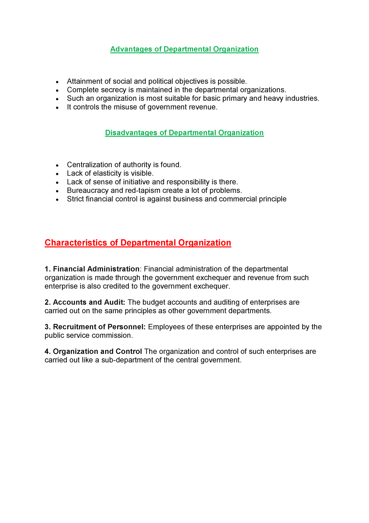 advantages-disadvantage-characteristics-of-departmental-organization