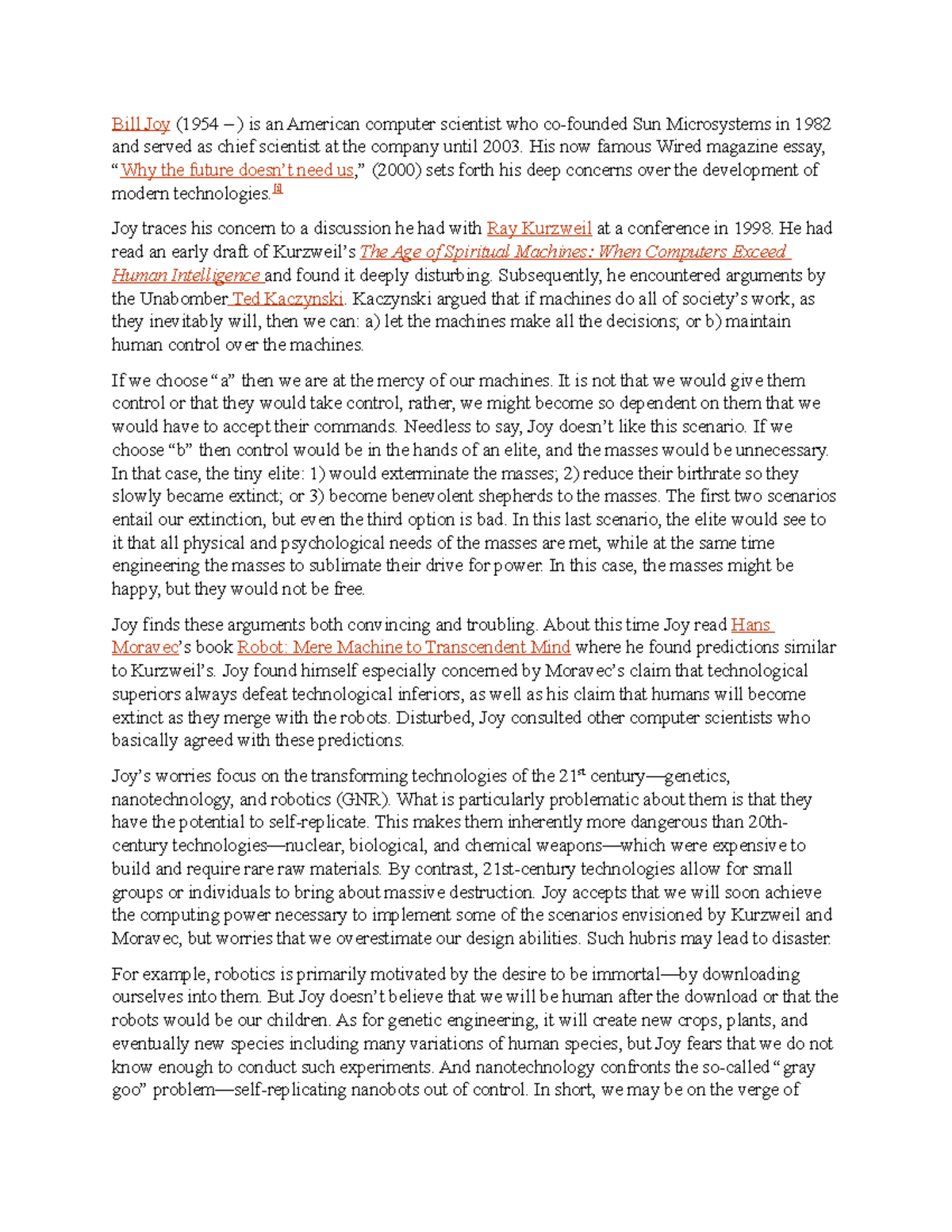 Bill Joy Bill Joy Bill Joy (1954 ) is an American computer