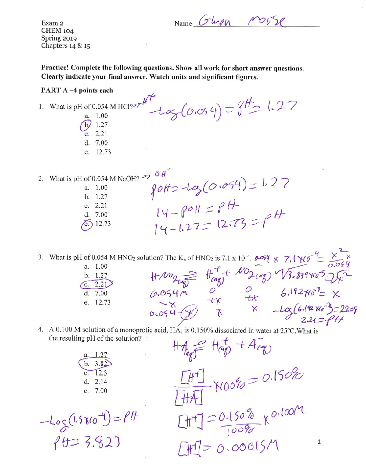 Practice Exam Worked Answers - CHEM104 - Studocu