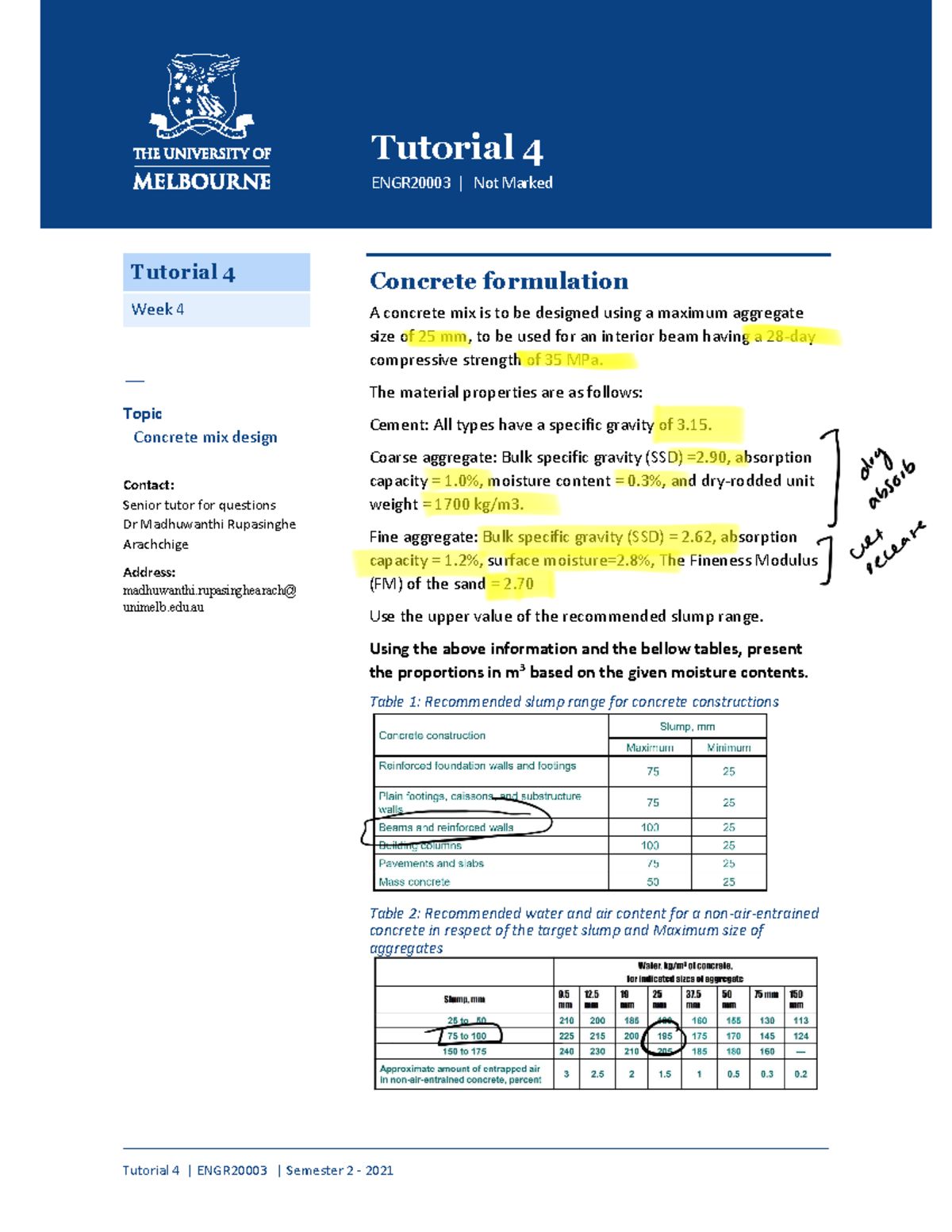 Tutorial+4 ENGR2000 3 2021 - Tutorial 4 | ENGR20003 | Semester 2 - 2021 ...