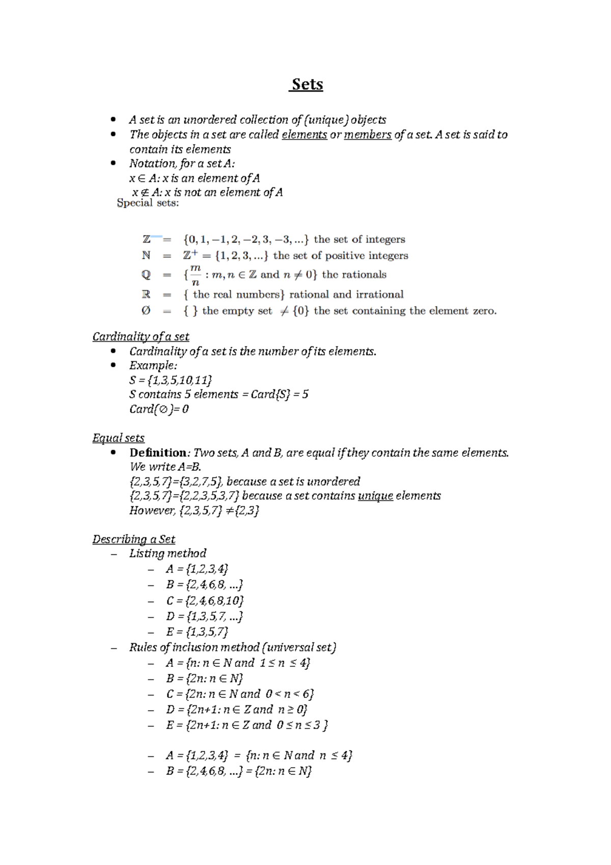 Sets Ntc Notes Reading Studocu