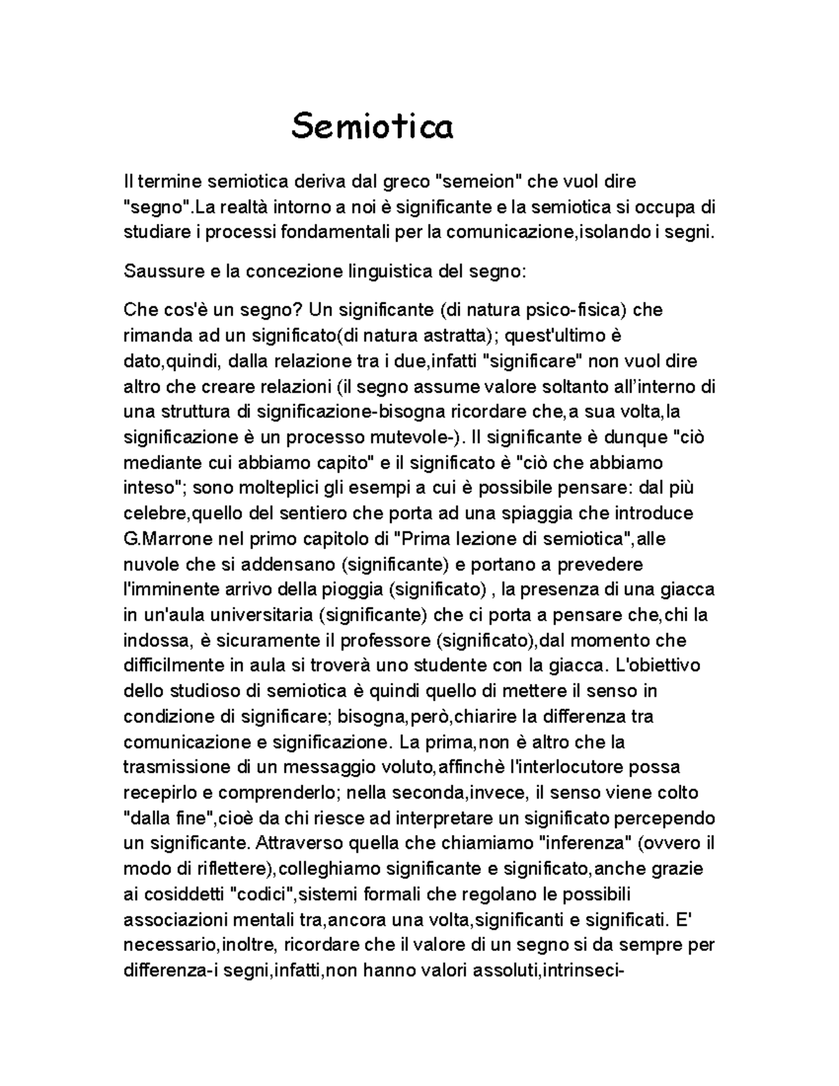 Riassunto Per Il Corso Di Semiotica: Unione Di Appunti, Slide E Libri ...