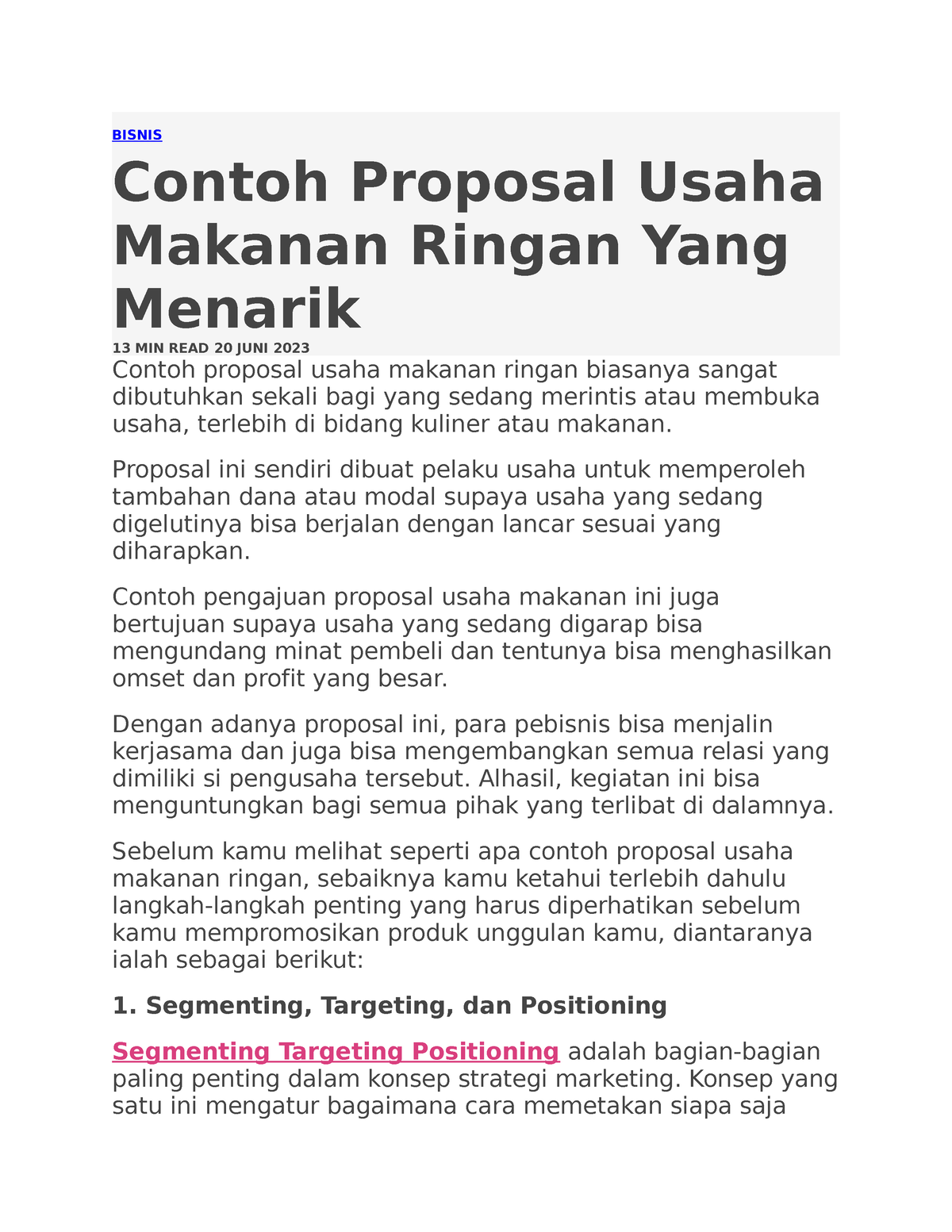 Contoh Proposal Usaha Makanan 1 - BISNIS Contoh Proposal Usaha Makanan ...