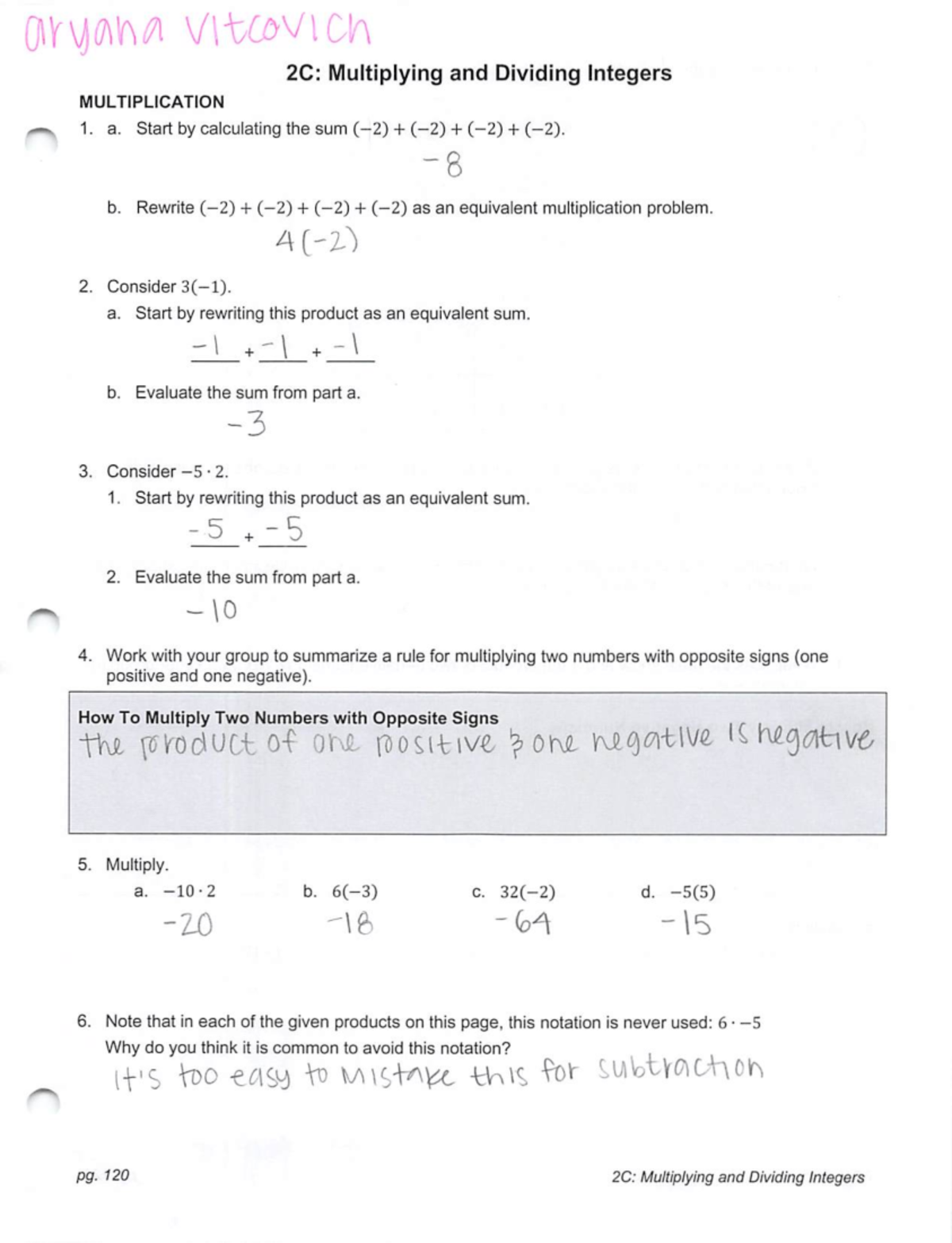 02172023 2C Multiplying and Dividing Integers - MATH 950 - Studocu