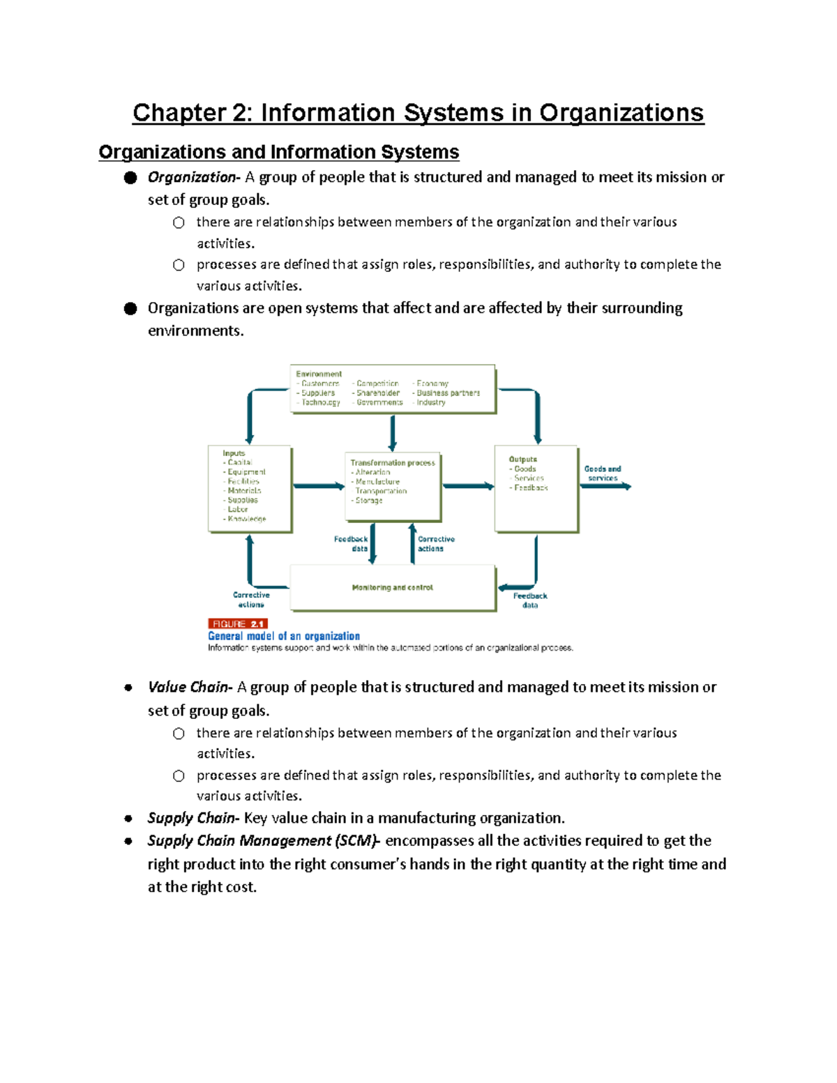 Bcis Ch 2 Information Systems In Organizations Chapter 2 Bcis Ch 2 Information Systems In Organizations Chapter 2