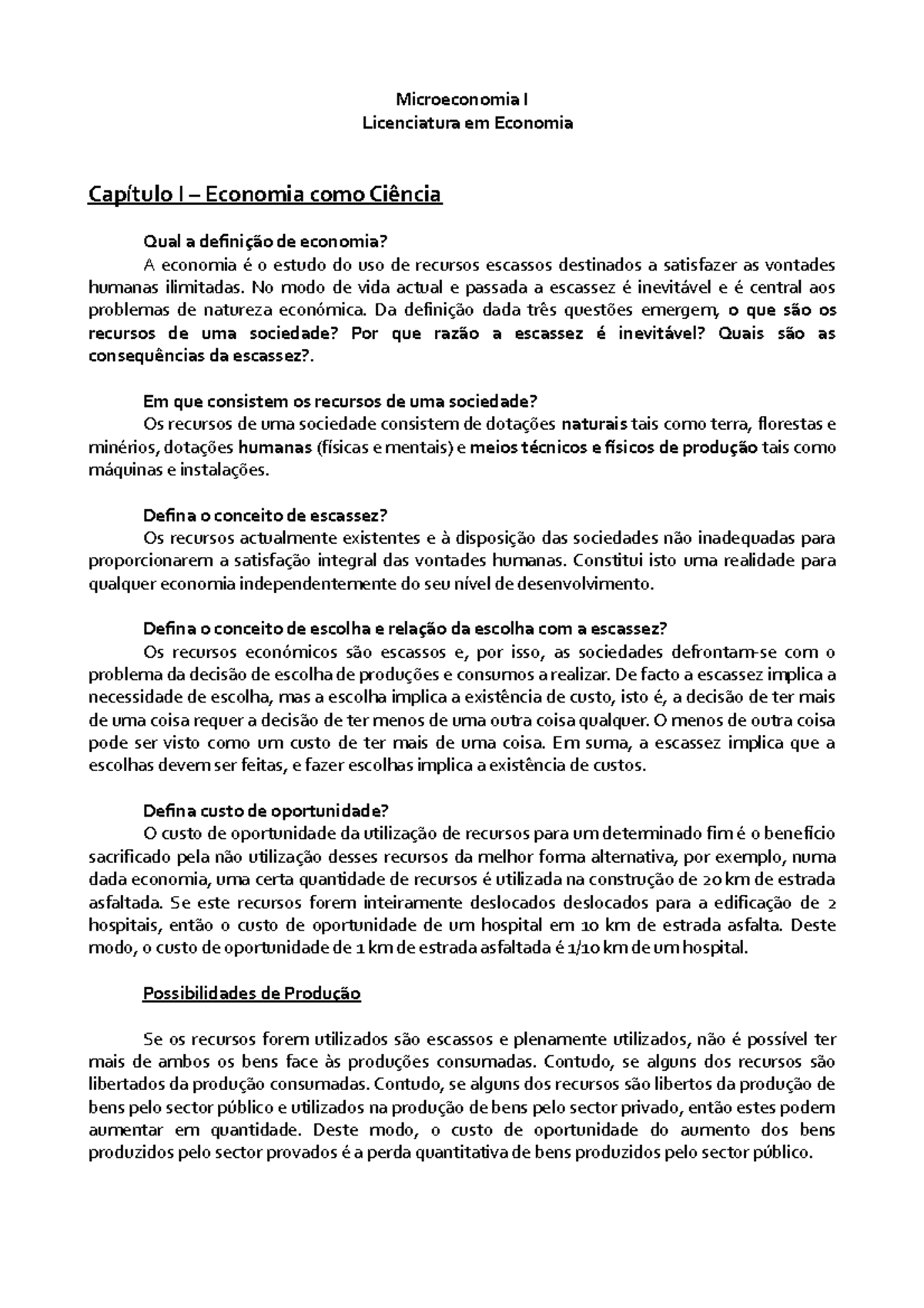 Resumos Resumo Microeconomia I Microeconomia I Licenciatura em Economia I Economia como Qual Resumos Resumo Microeconomia I Microeconomia I Licenciatura em Economia I Economia como Qual
