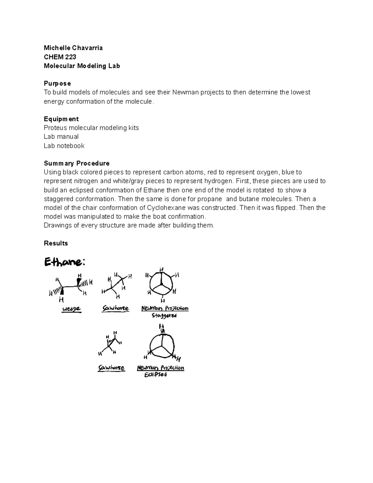 Chem live lab 3 Summary Michelle Chavarria CHEM 223 Molecular