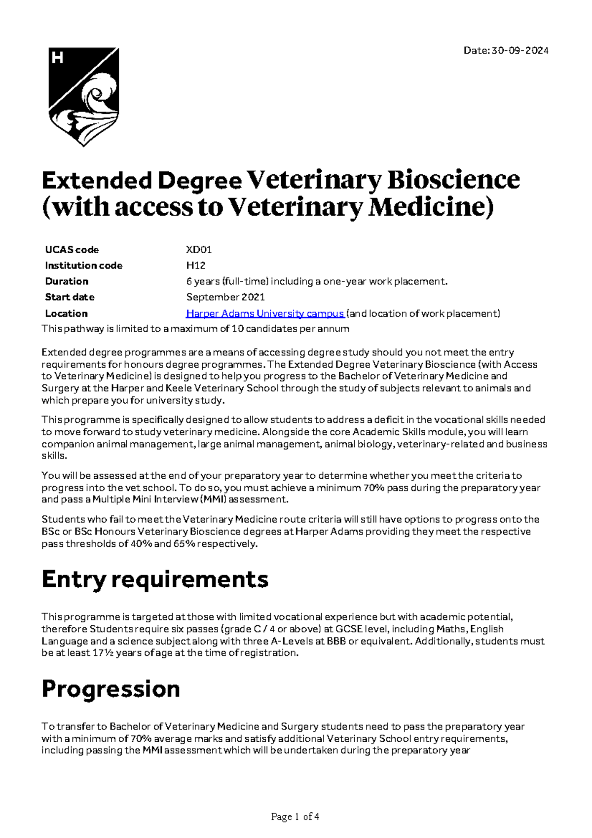 Extended degree veterinary bioscience with access to veterinary
