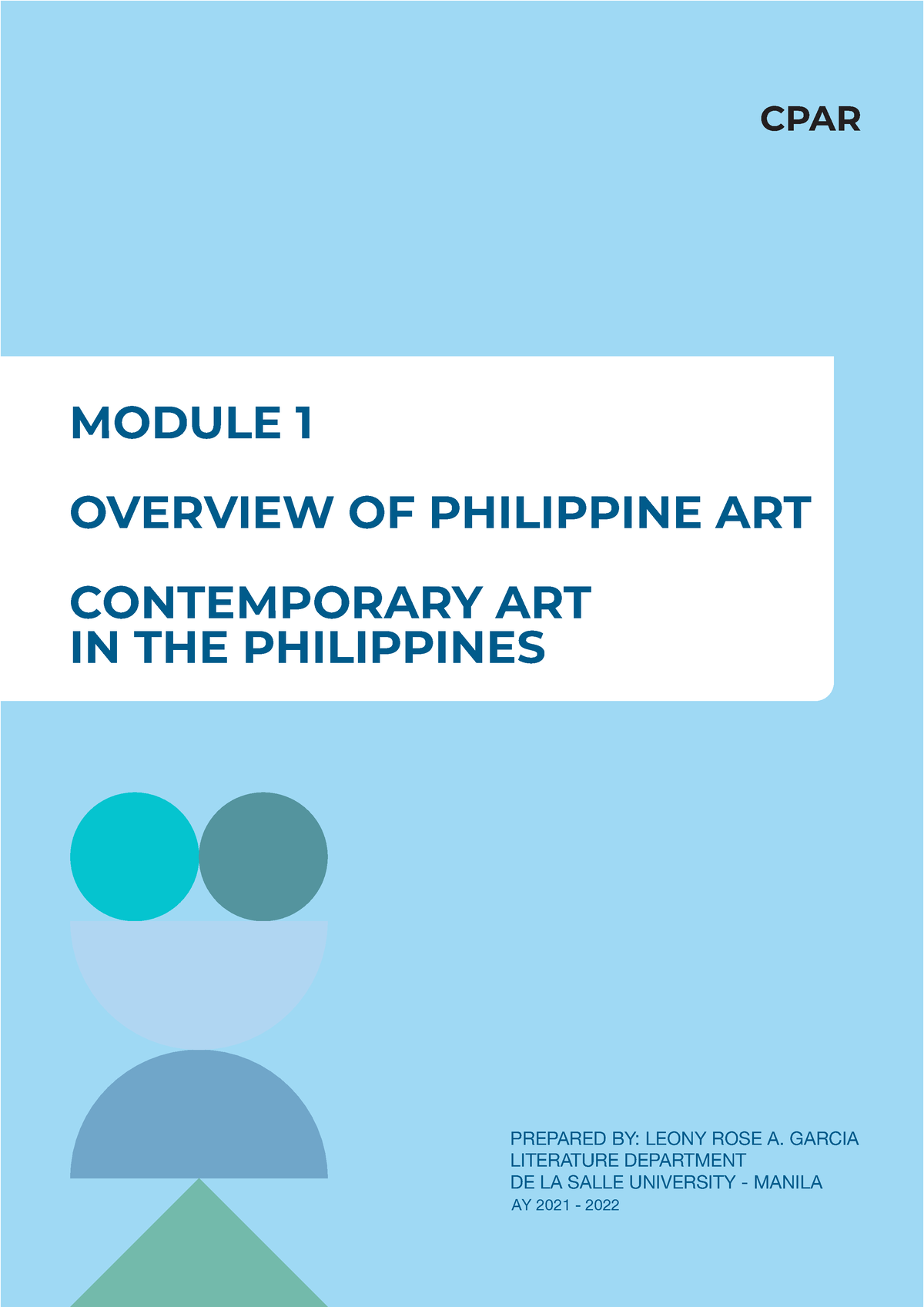 CPAR - Module 1 PART A - n/a - MODULE 1 OVERVIEW OF PHILIPPINE ART ...