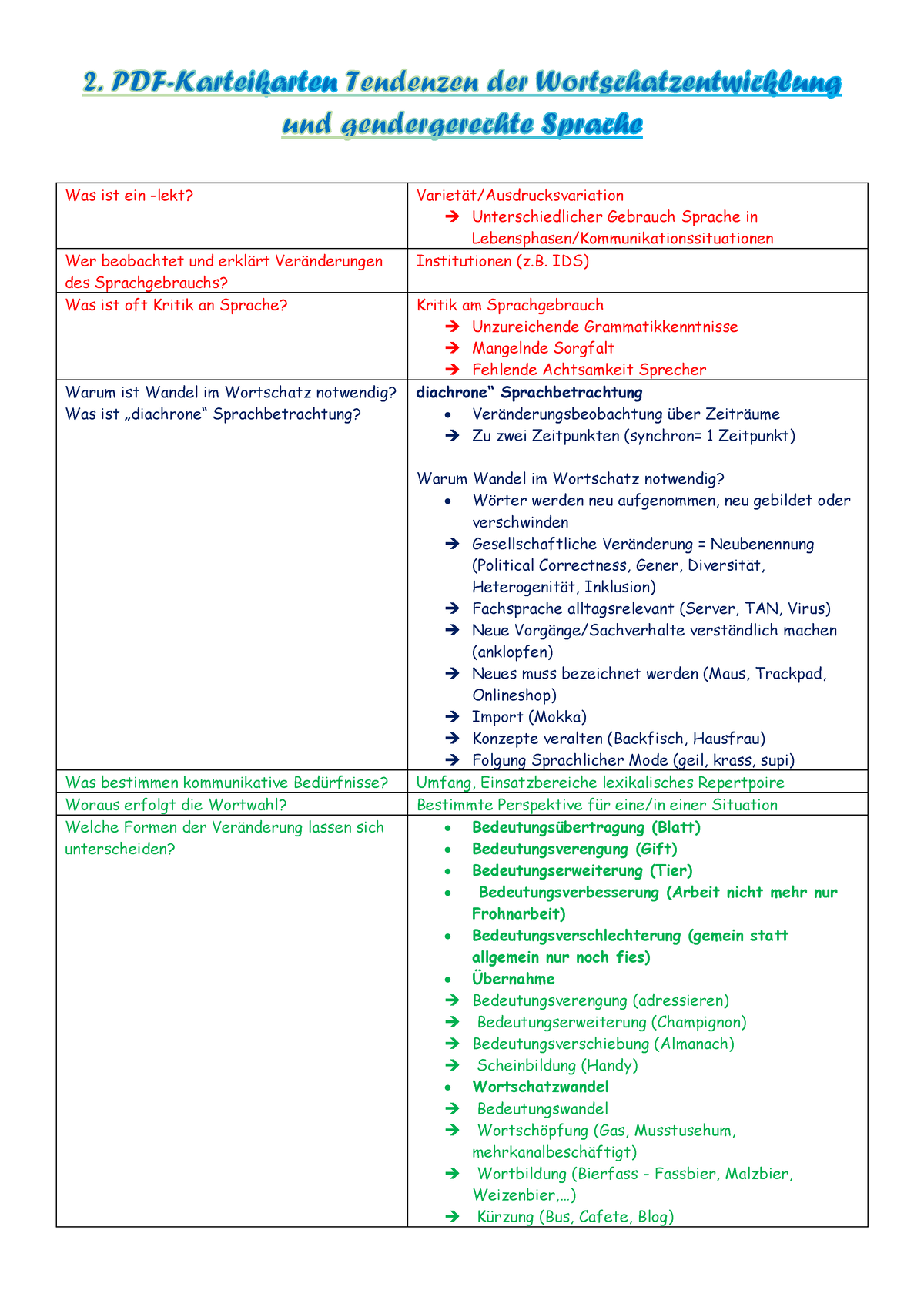 2. PDF-Karteikarten Tendenzen Der Wortschatzentwicklung Und ...