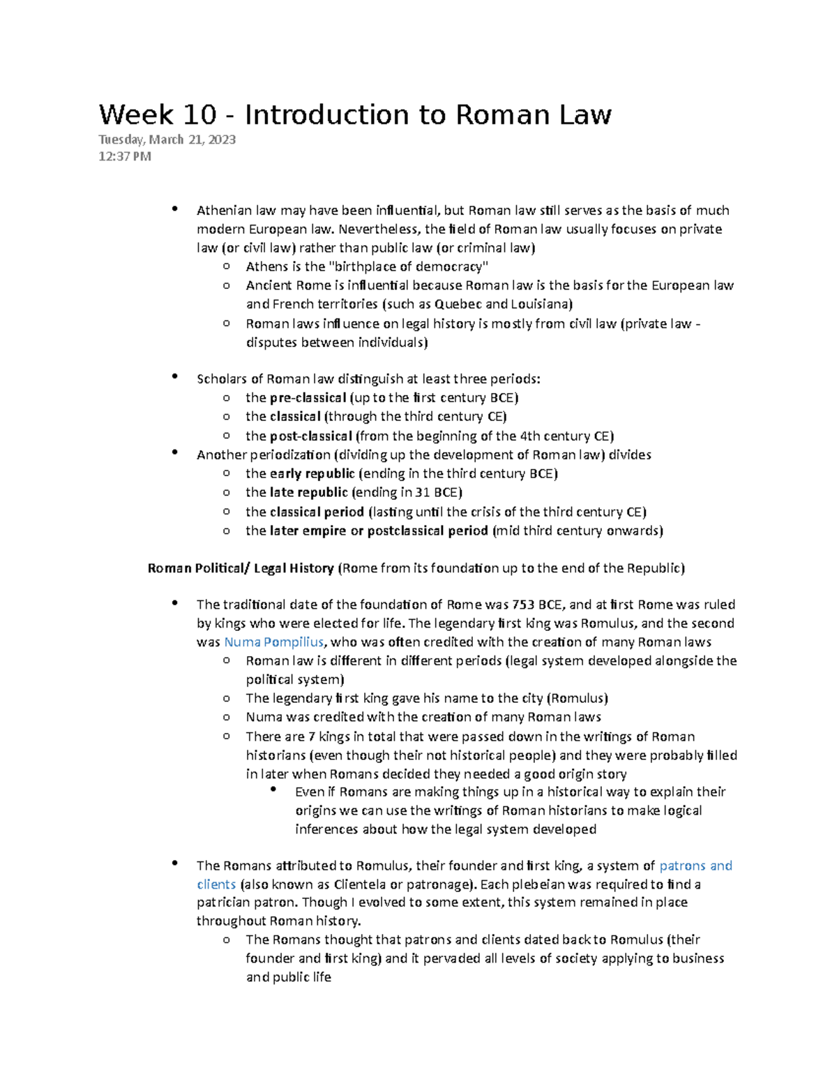 Week+10 - Week+10 - Week 10 - Introduction To Roman Law Tuesday, March ...